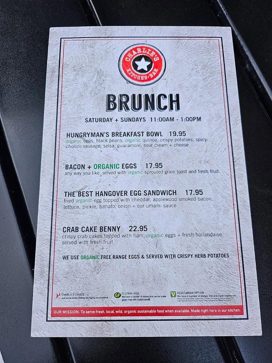 Menu, Charlie Don't Surf