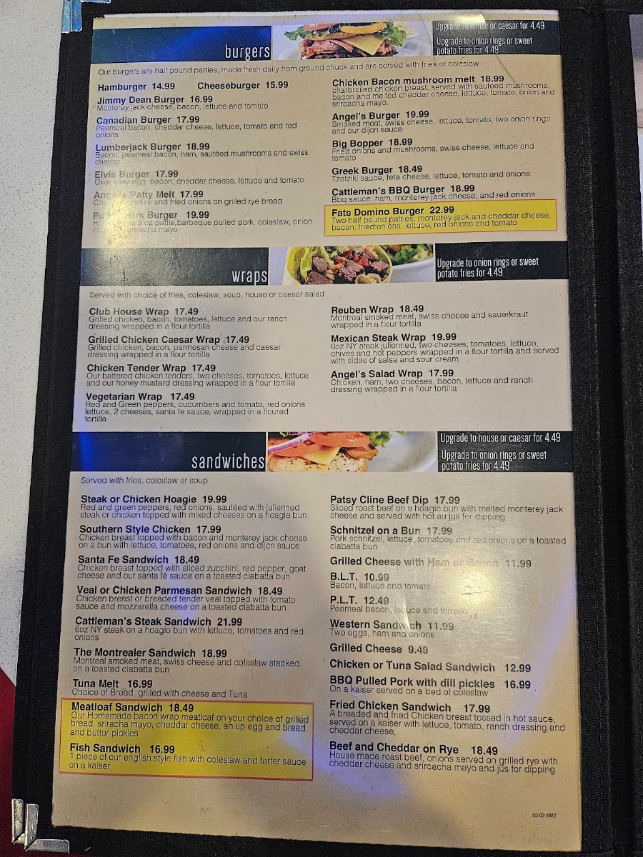 Menu, Stella’s Diner