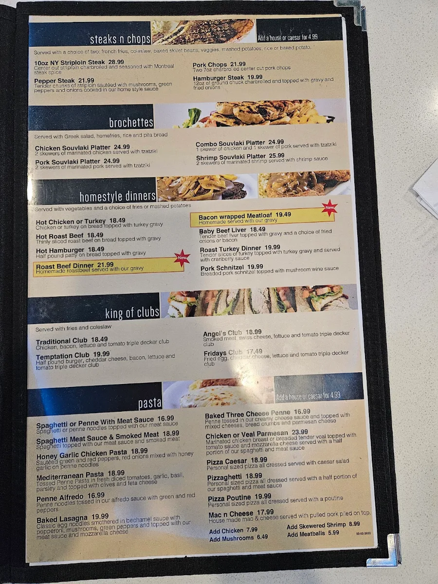 Menu, Stella’s Diner