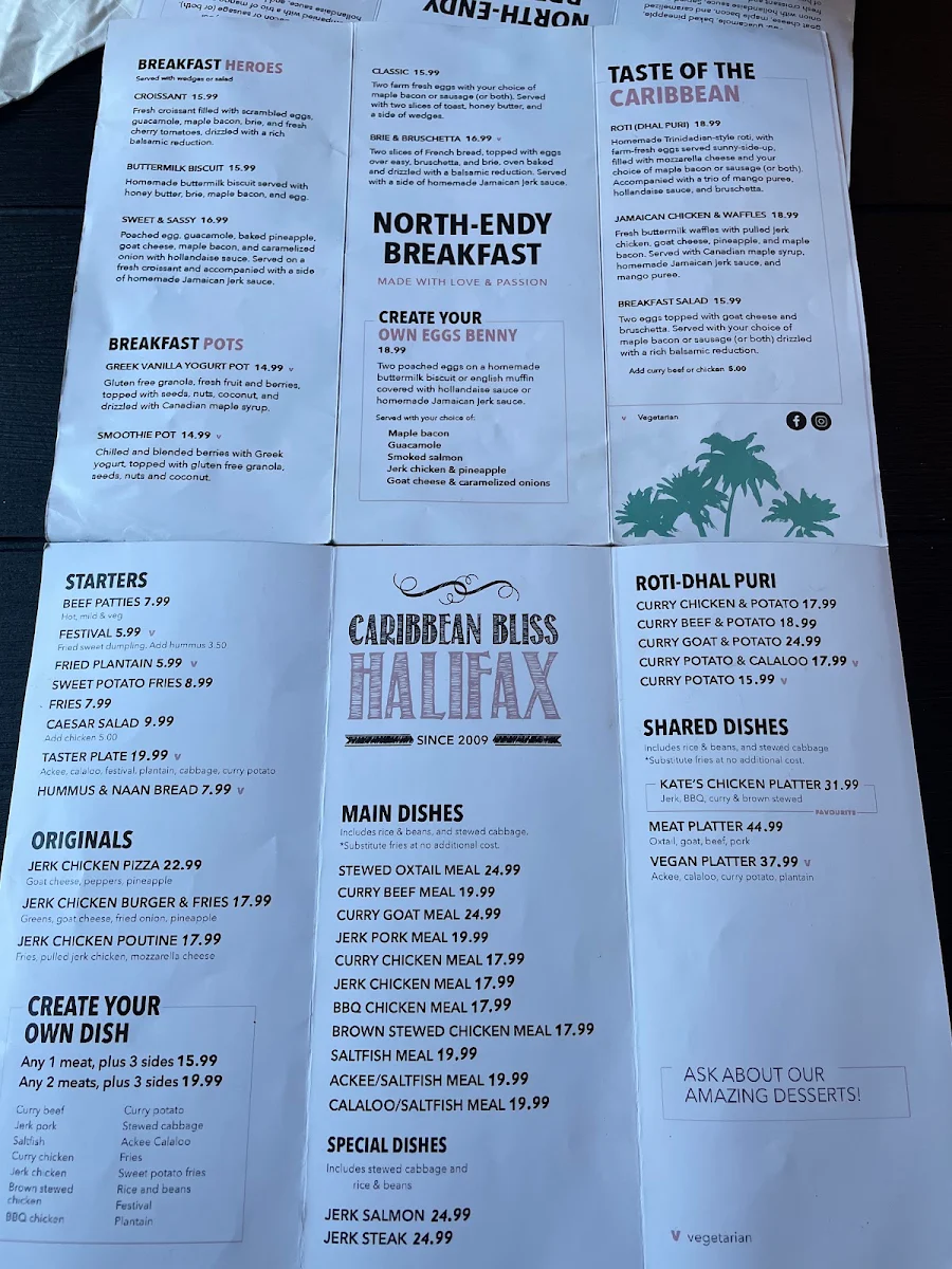 Menu, Sweet & Sassy (Authentic Caribbean/Fusions Breakfast)