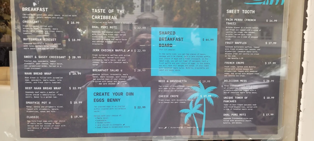 Menu, Sweet & Sassy (Authentic Caribbean/Fusions Breakfast)