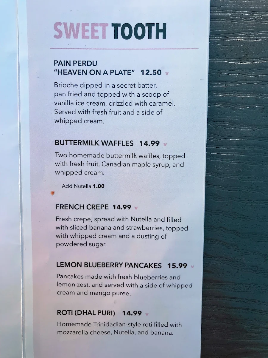 Menu, Sweet & Sassy (Authentic Caribbean/Fusions Breakfast)