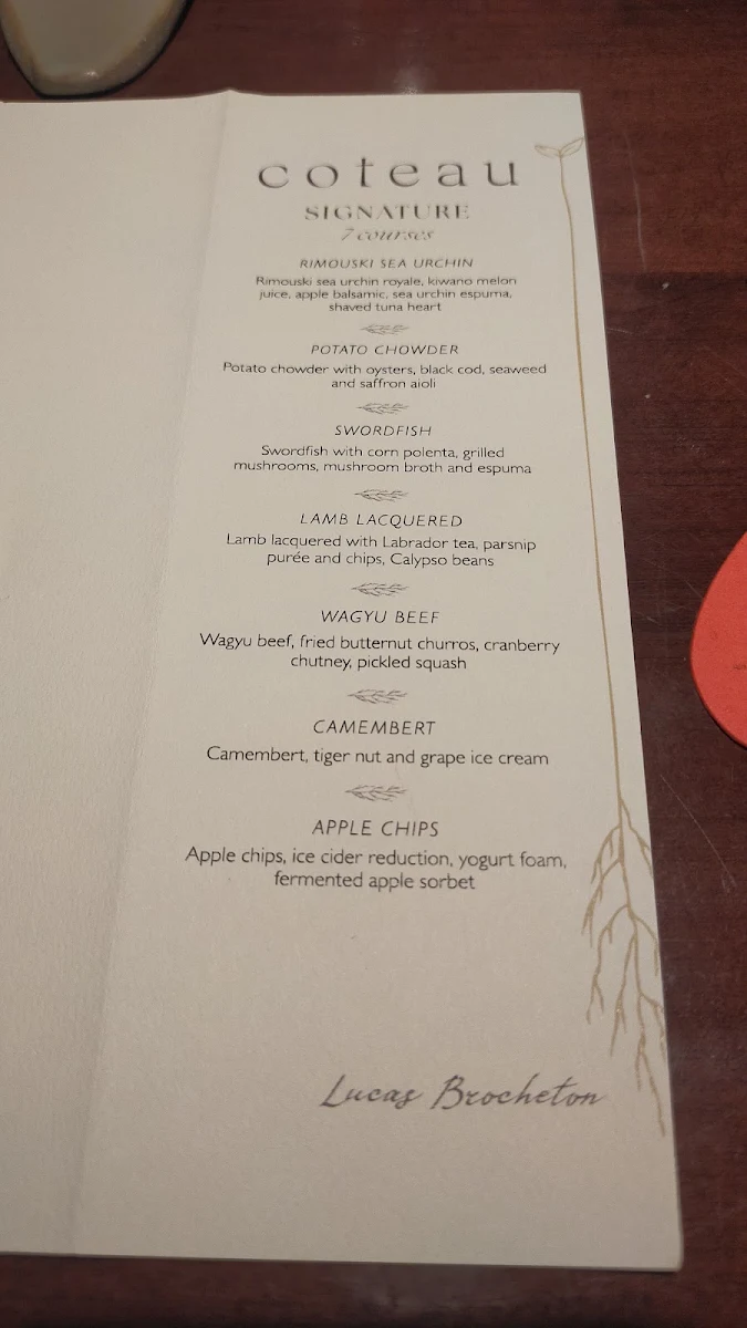 Menu, Coteau