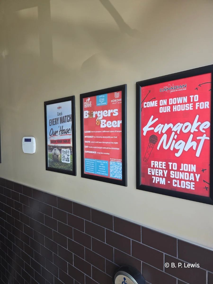 Menu, The Canadian Brewhouse (Prince Albert)