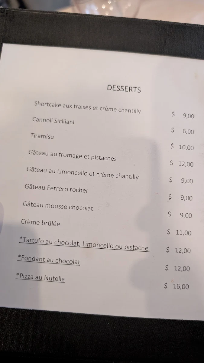 Menu, Bravi