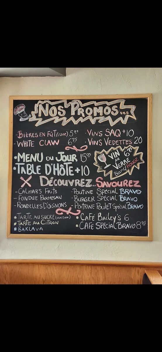Menu, Restaurant Bravo Pizzeria