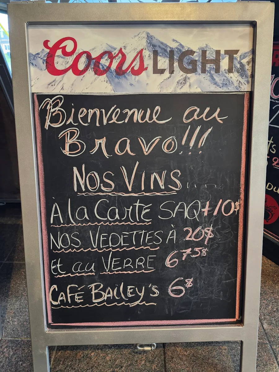 Menu, Restaurant Bravo Pizzeria