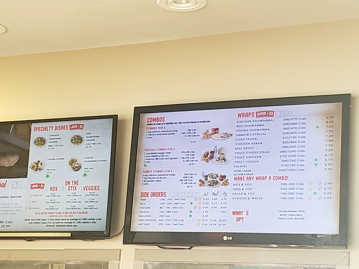 Menu, Osmow's Shawarma
