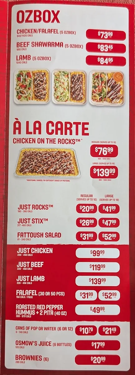 Menu, Osmow's Shawarma