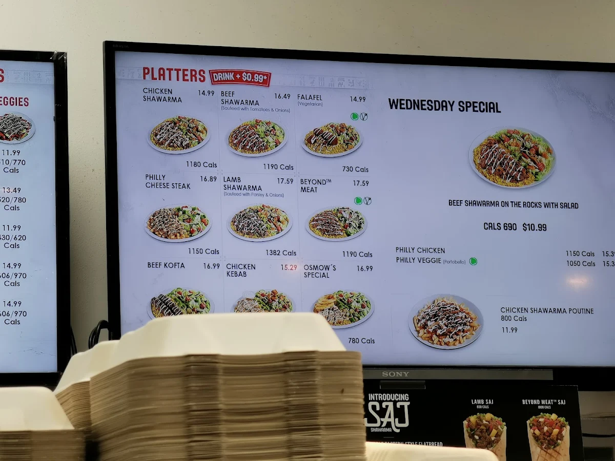 Menu, Osmow's Shawarma