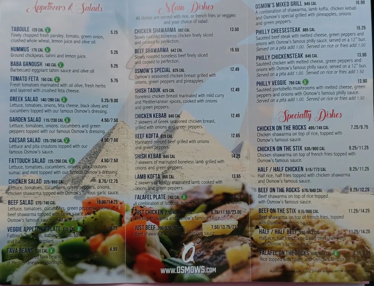 Menu, Osmow's Shawarma