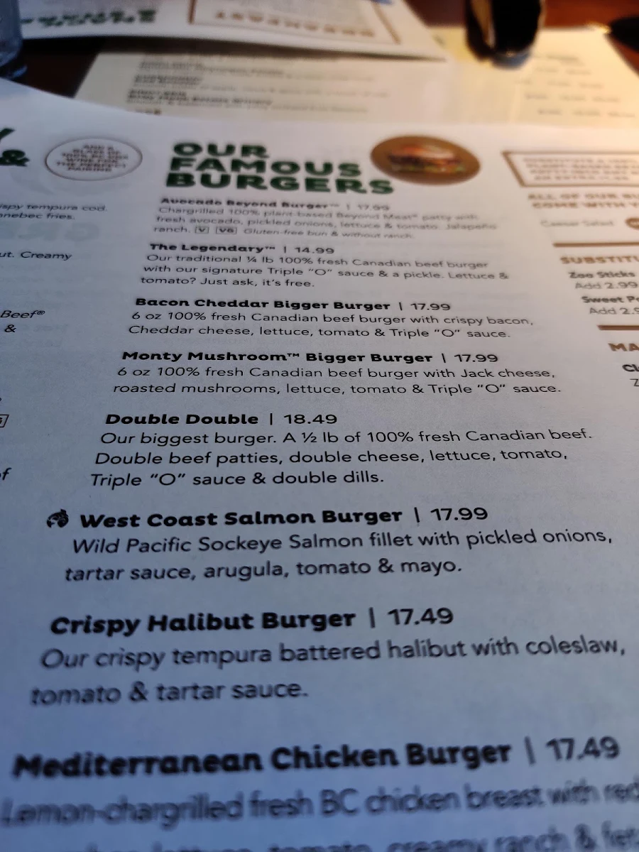 Menu, White Spot Squamish