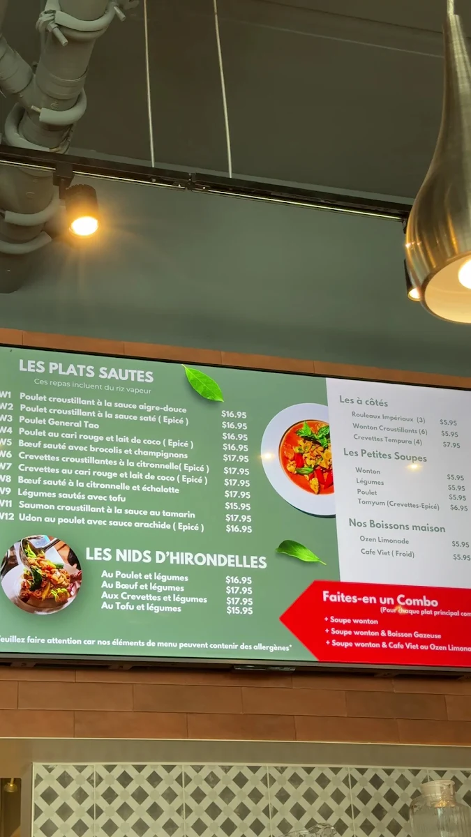 Menu, Restaurant Ozen