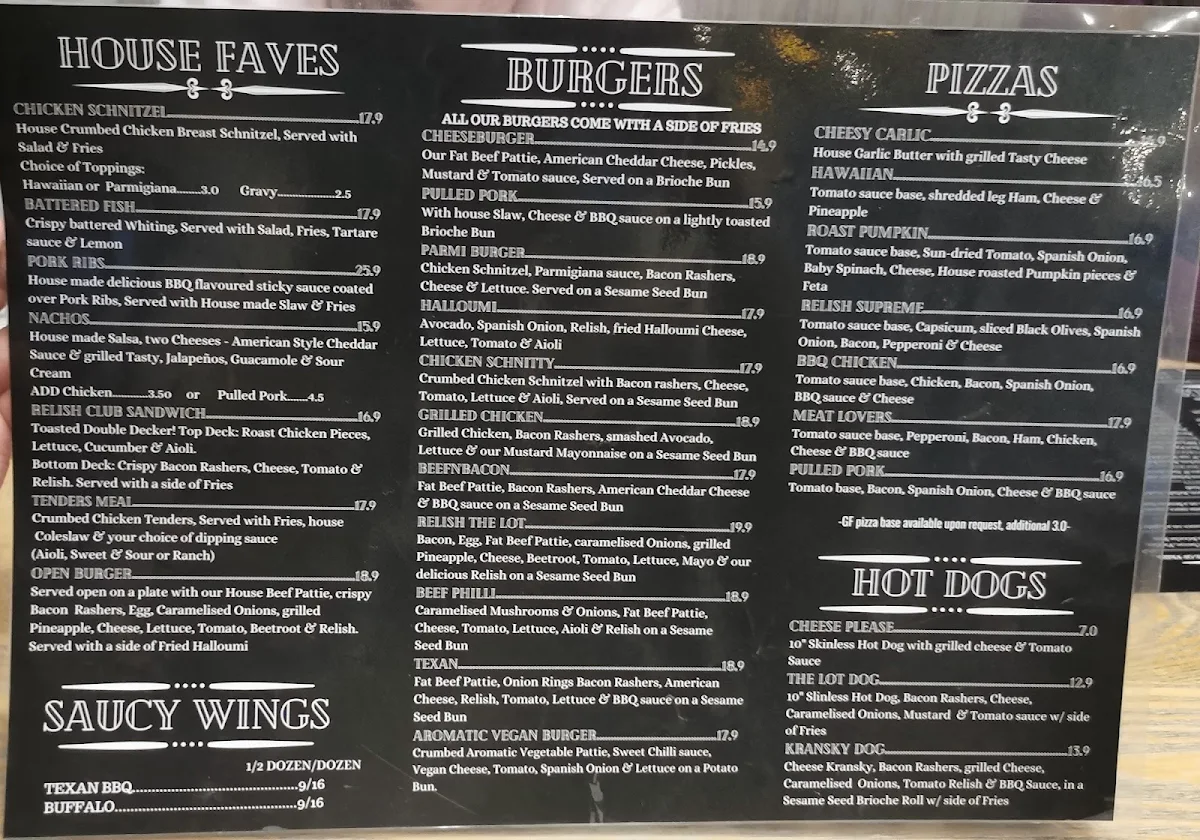 Menu, Relish on Main