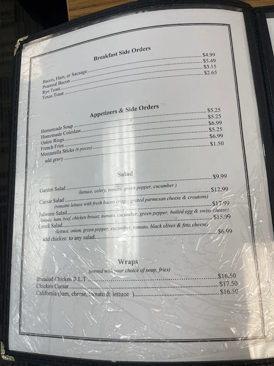 Menu, Jean's Family Restaurant