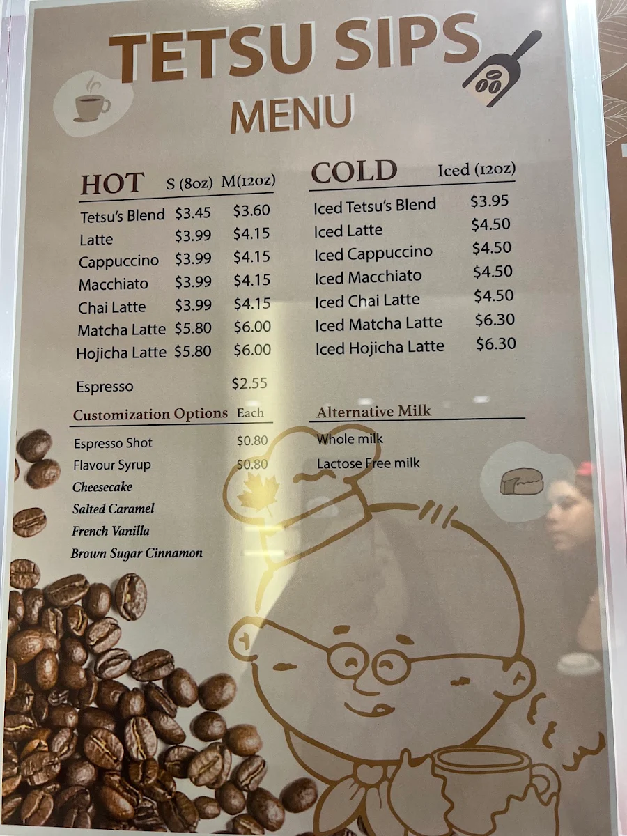 Menu, Uncle Tetsu's Japanese Cheesecake at Bay & Dundas