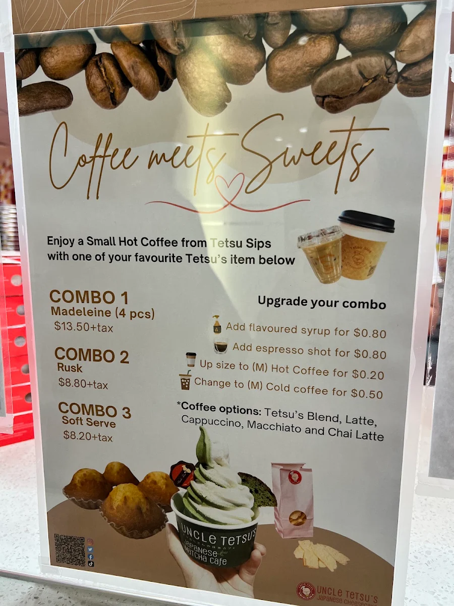 Menu, Uncle Tetsu's Japanese Cheesecake at Bay & Dundas