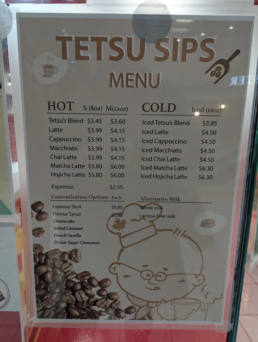 Menu, Uncle Tetsu's Japanese Cheesecake at Bay & Dundas