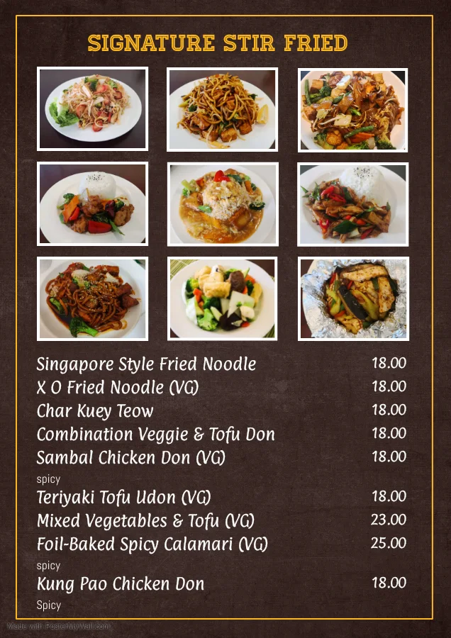 Menu, Veggie Chef