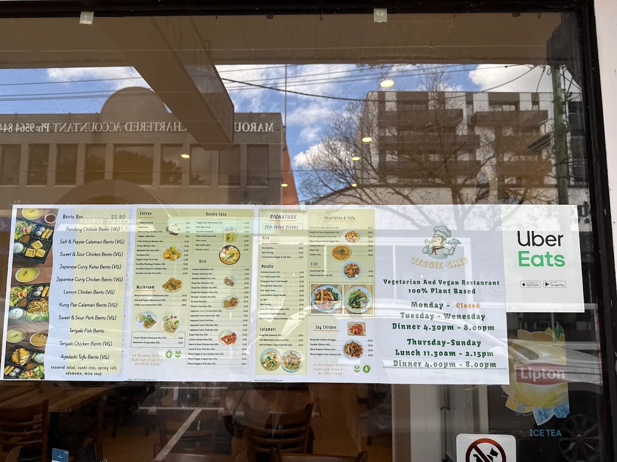 Menu, Veggie Chef