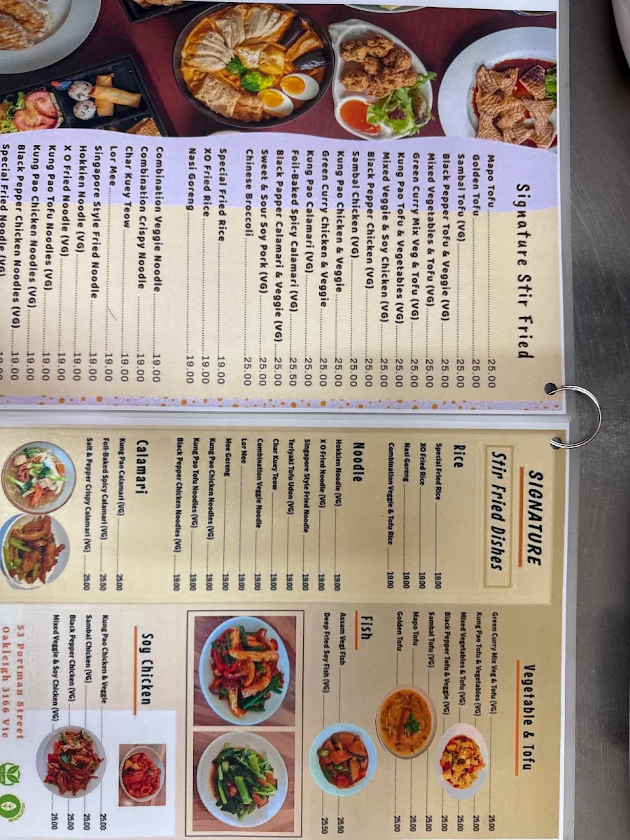 Menu, Veggie Chef