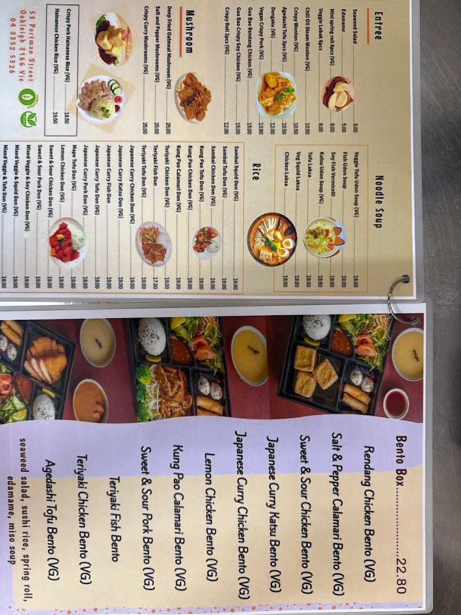 Menu, Veggie Chef