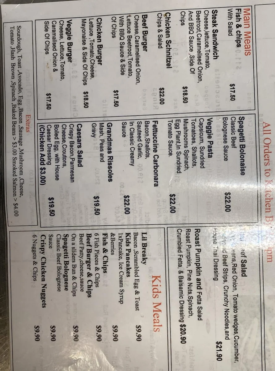 Menu, Froggies Rest