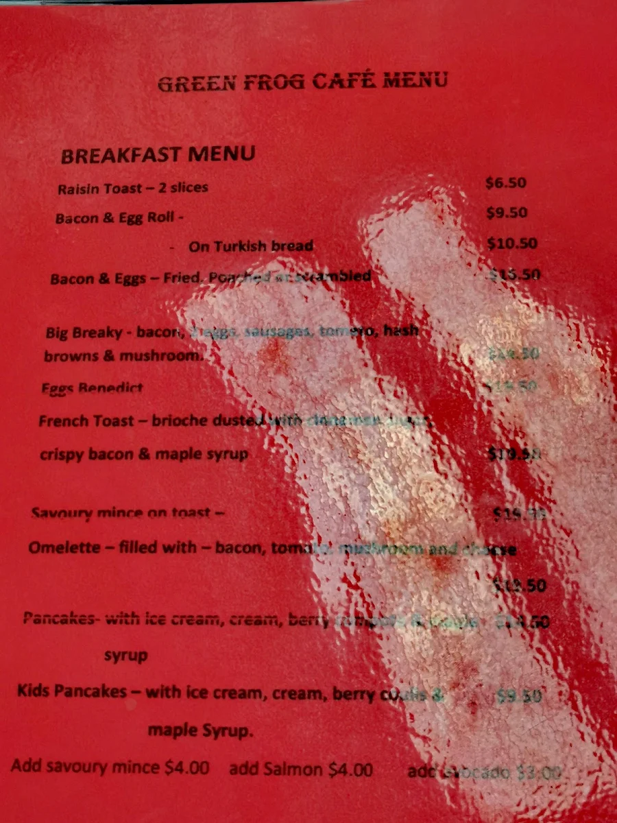 Menu, Froggies Rest