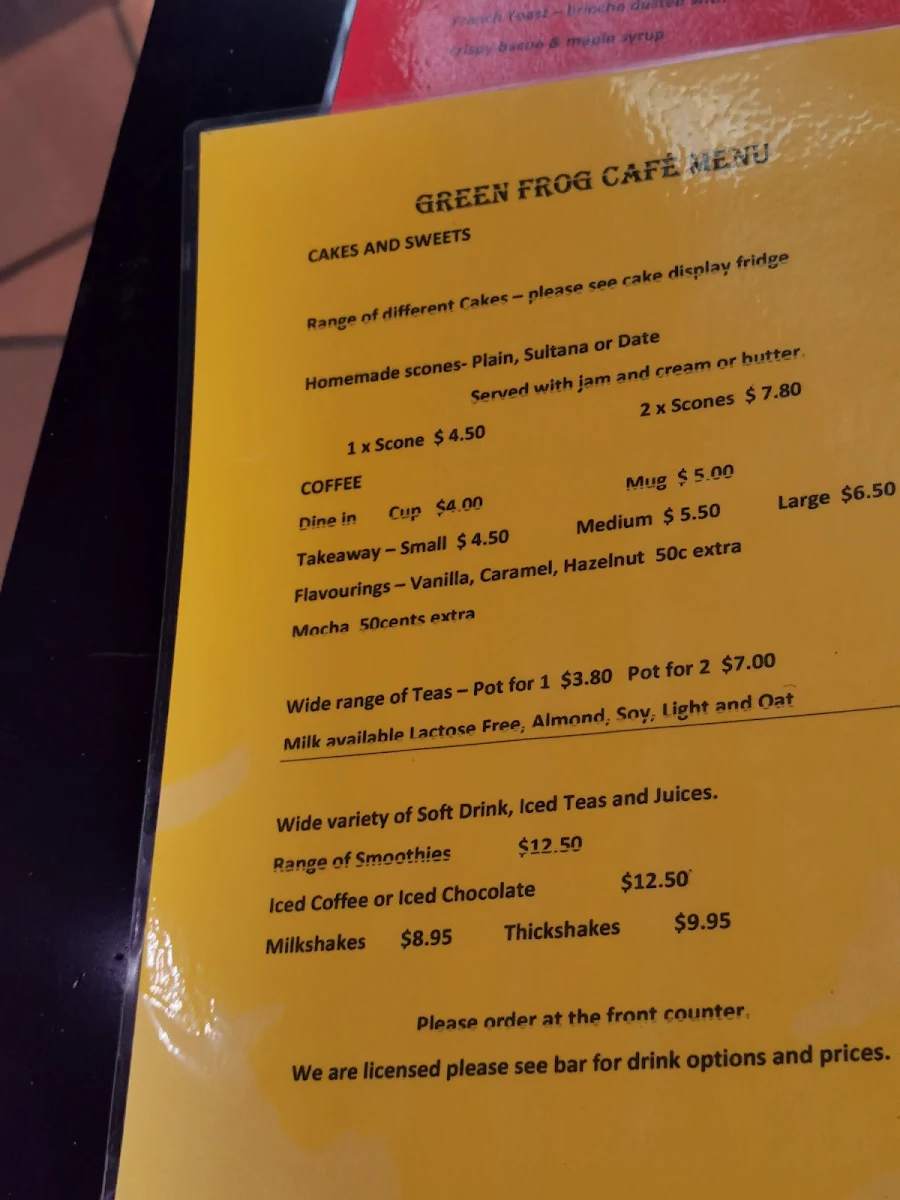 Menu, Froggies Rest