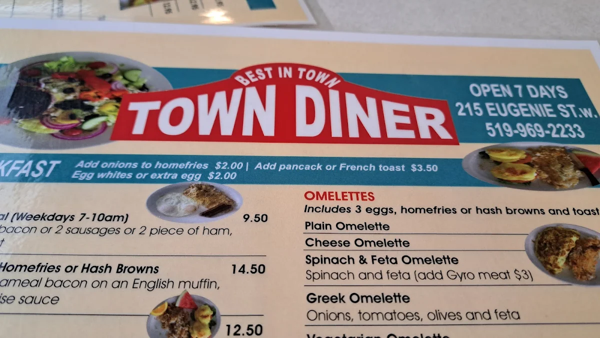 Menu, Best in Town Diner
