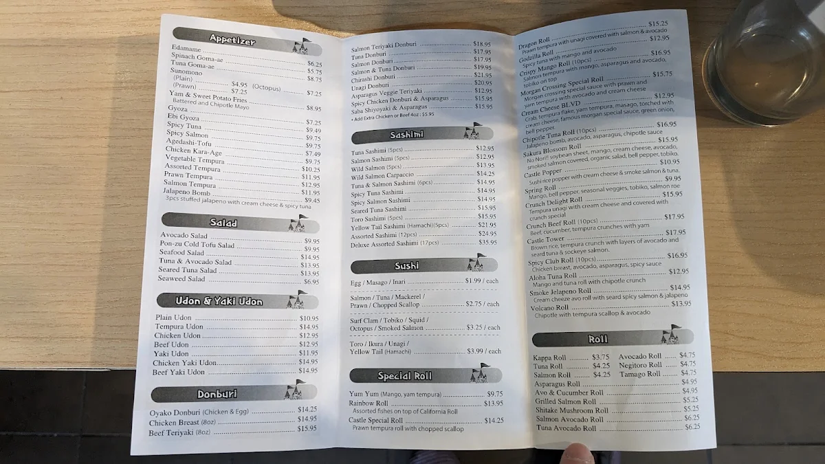 Menu, Sushi Castle