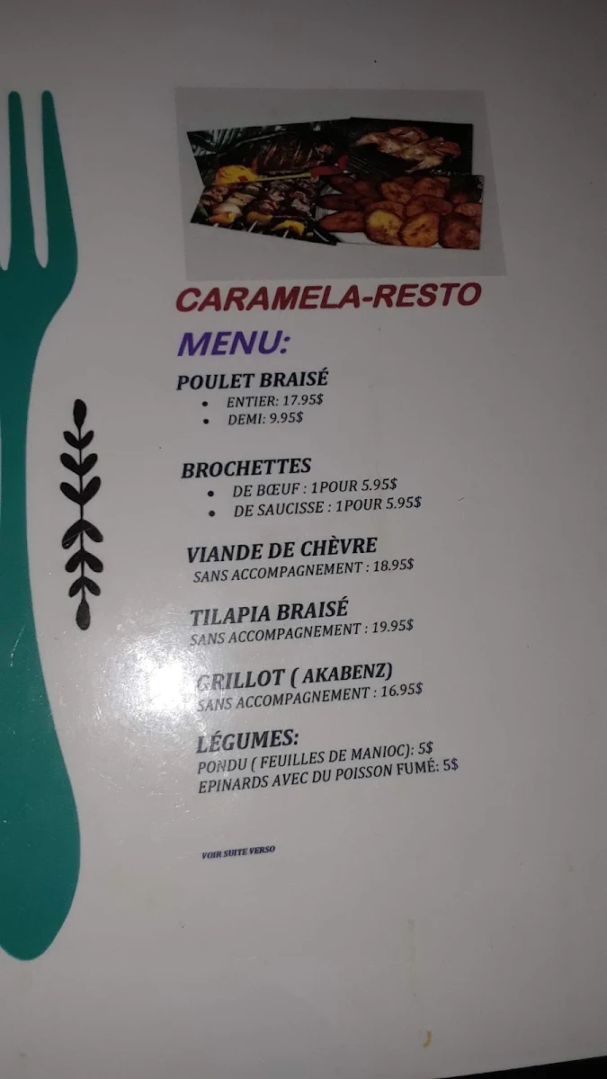 Menu, Restaurant Caramela
