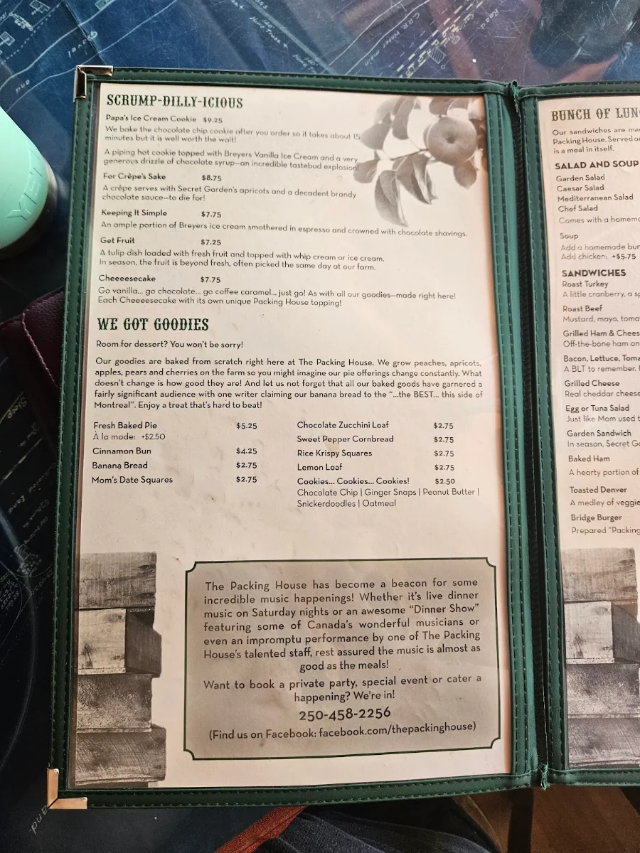 Menu, The Packing House