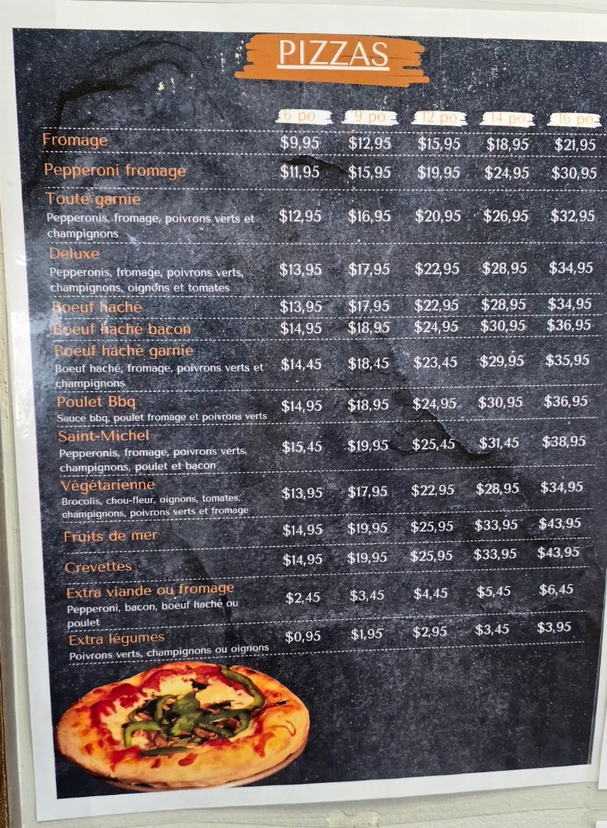 Menu, Restaurant Le Saint-Michel 2022