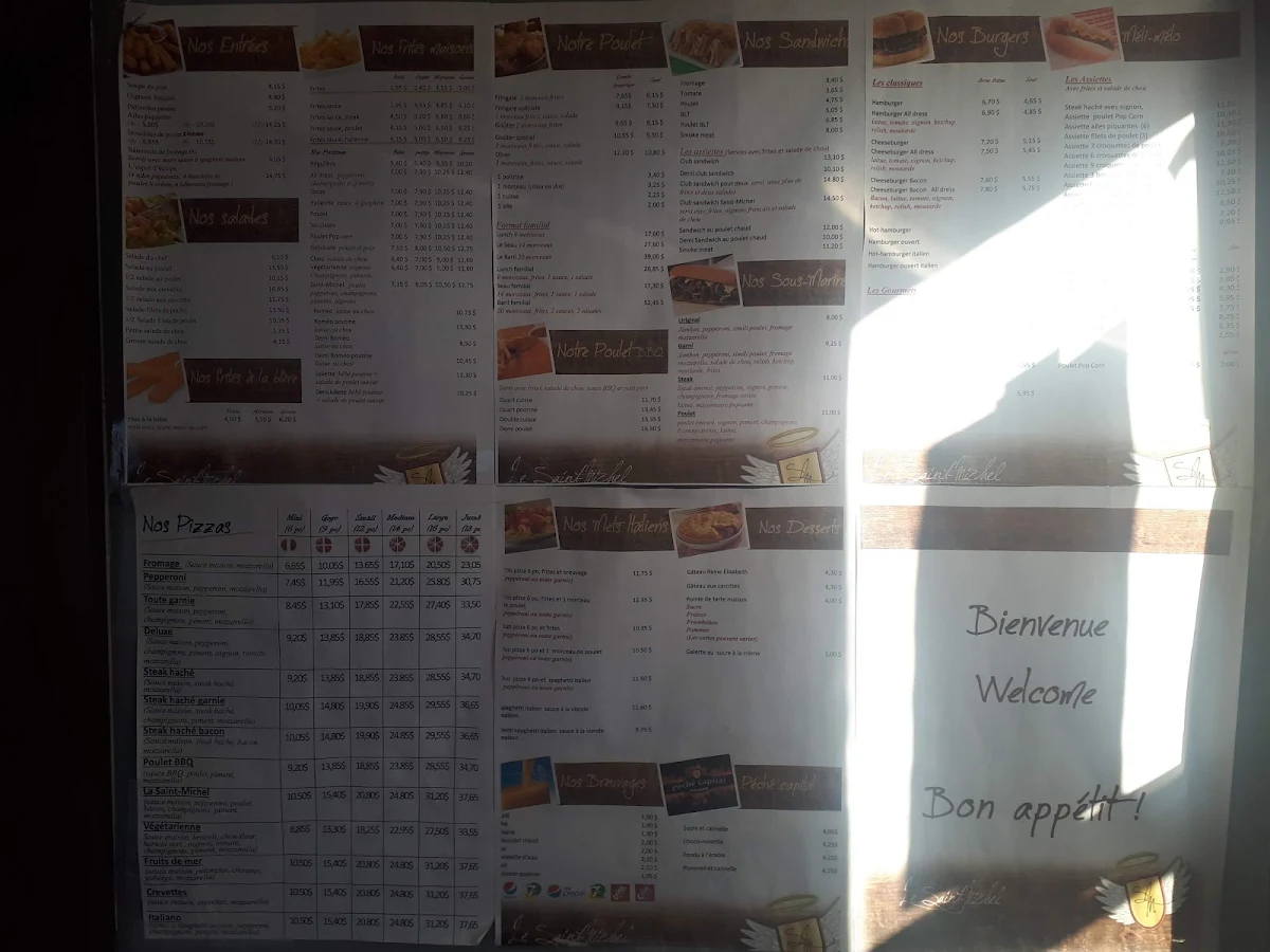 Menu, Restaurant Le Saint-Michel 2022
