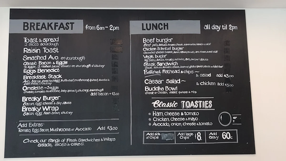 Menu, Where You Bean Cafe
