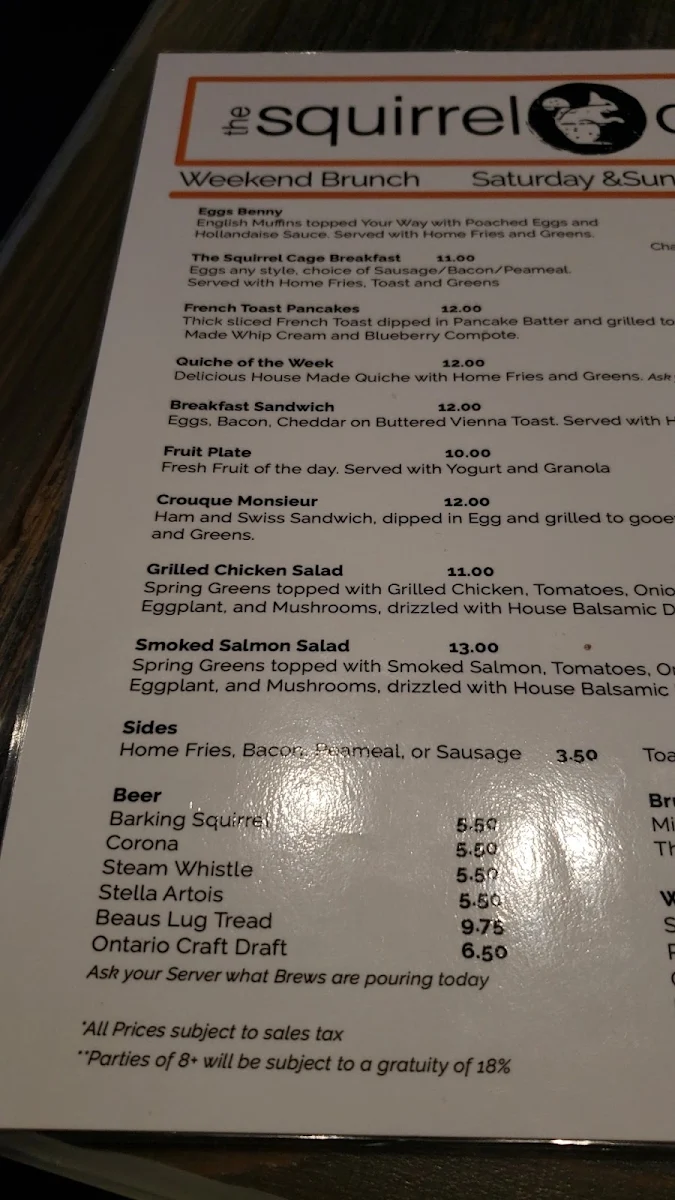 Menu, The Squirrel Cage