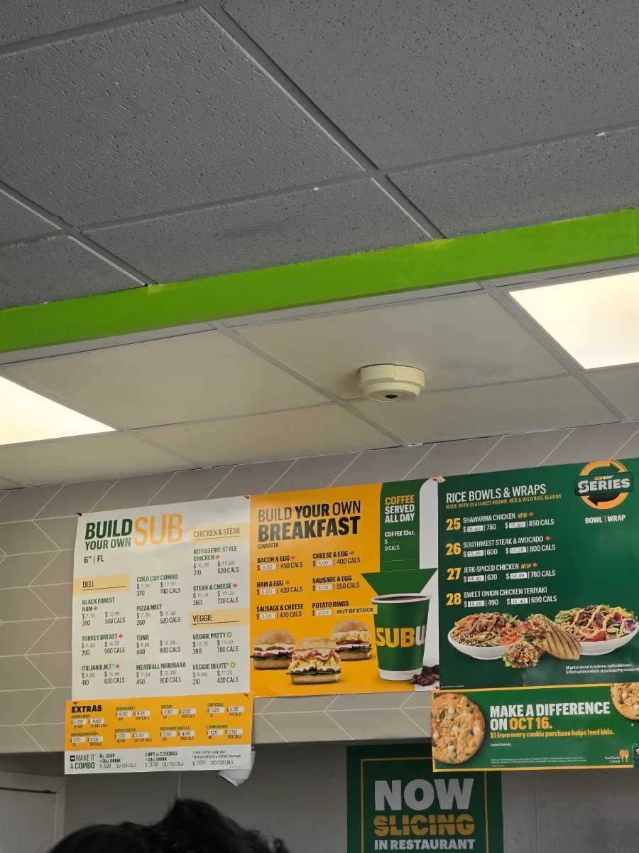 Menu, Subway
