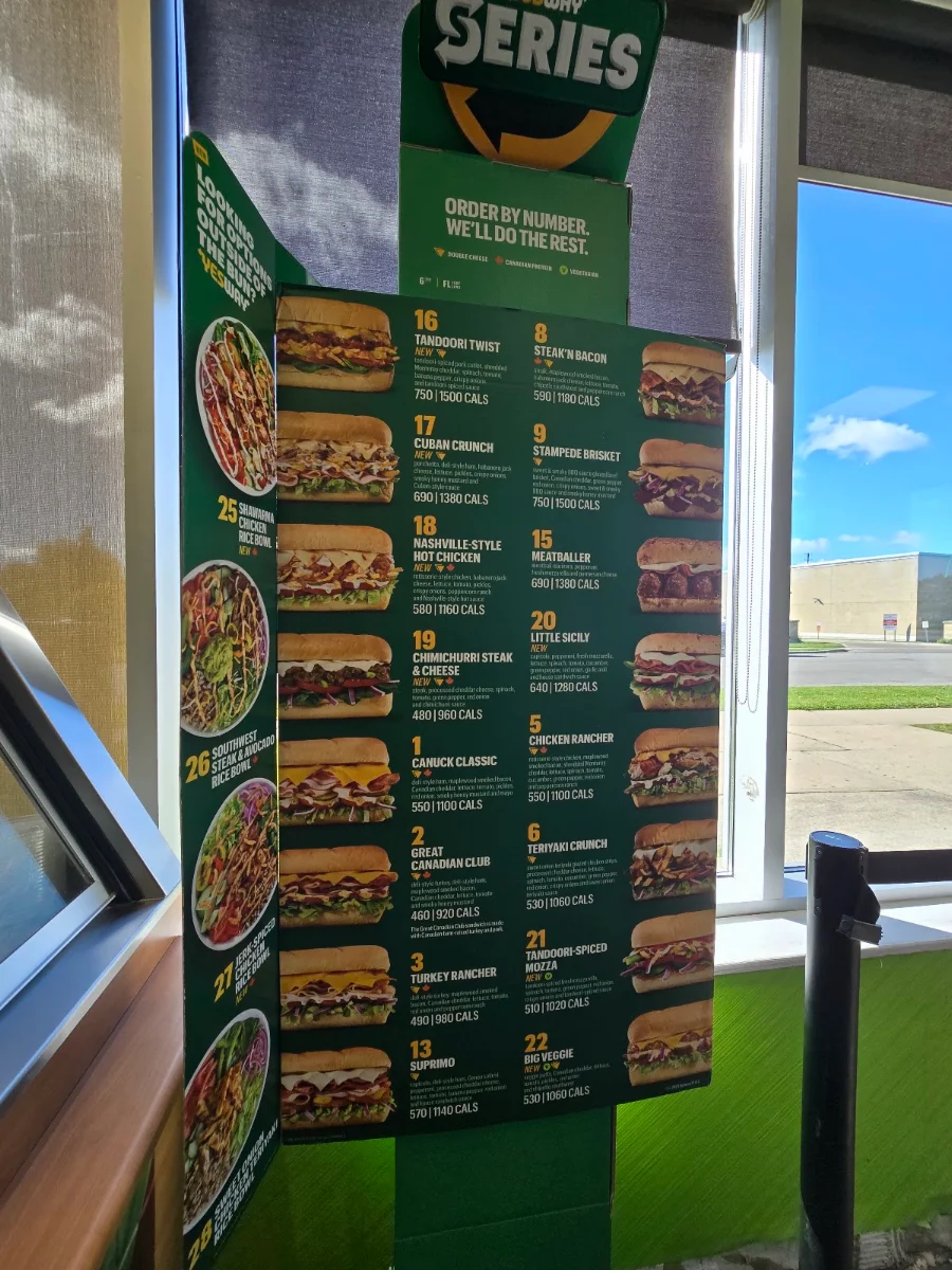 Menu, Subway