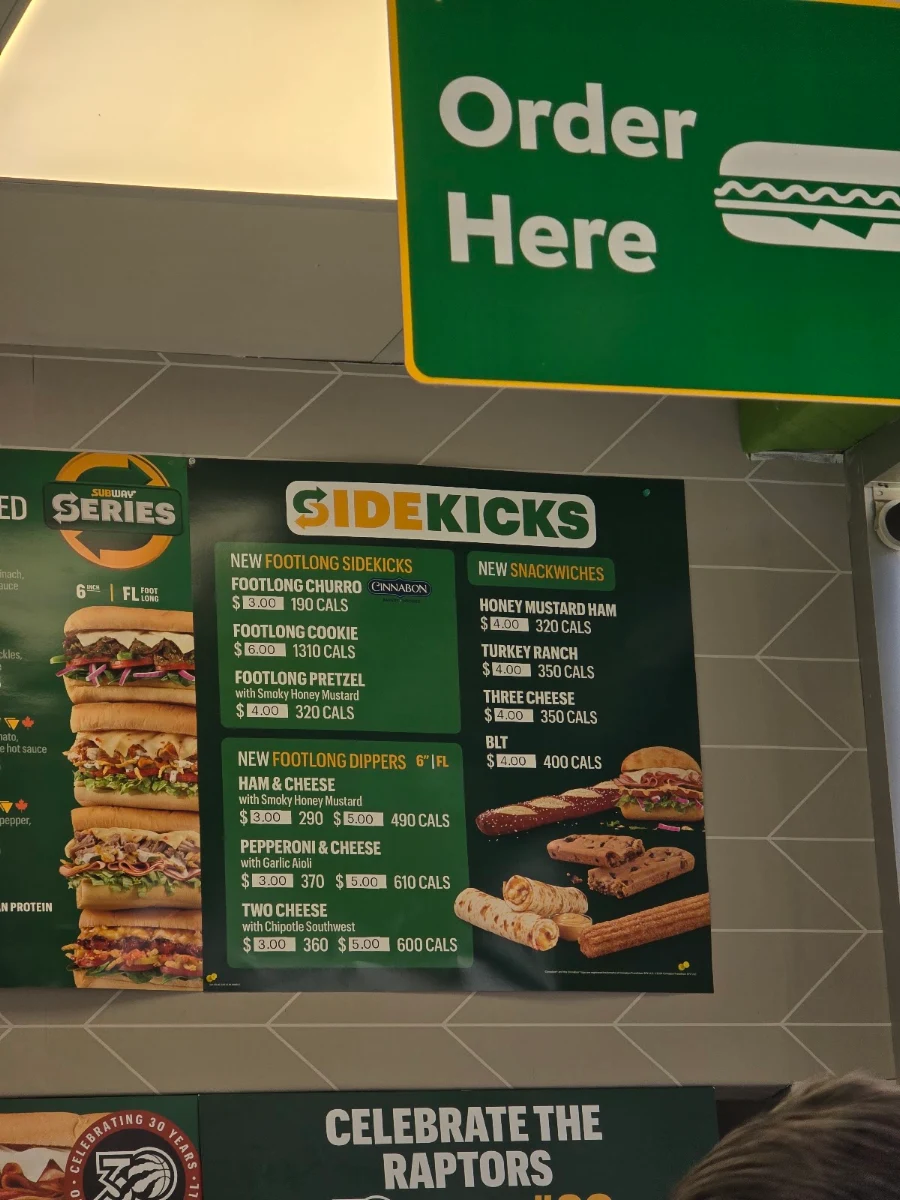Menu, Subway
