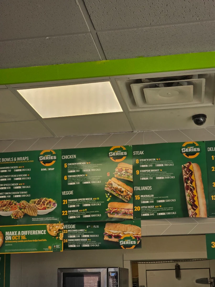 Menu, Subway