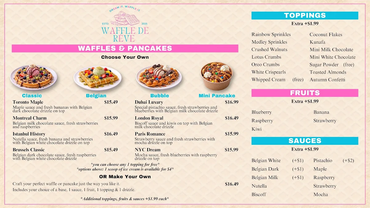 Menu, Waffle De Rêve