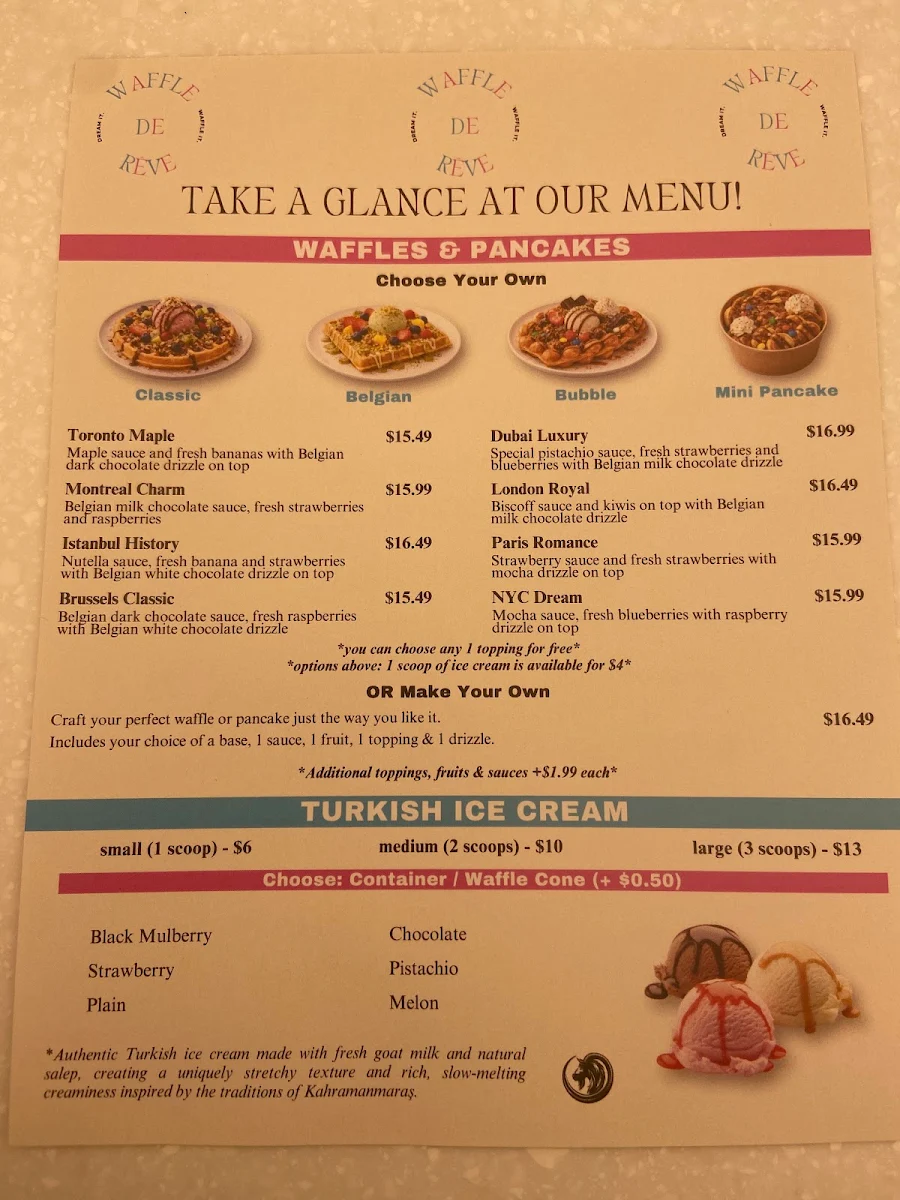 Menu, Waffle De Rêve