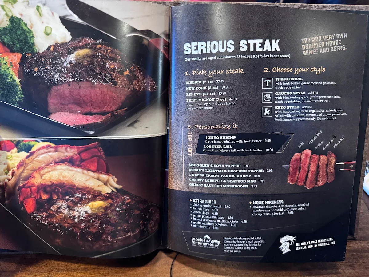 Menu, MR MIKES SteakhouseCasual