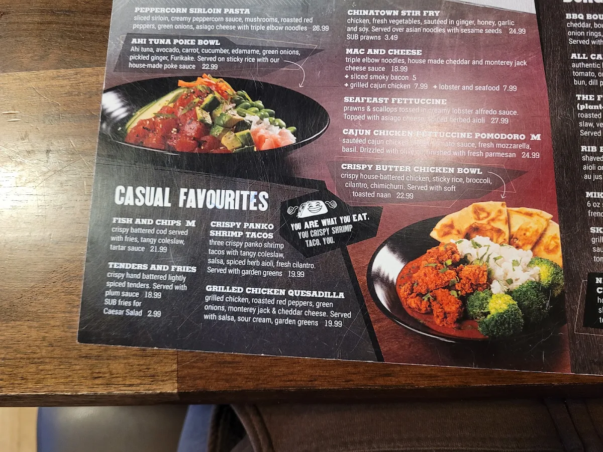 Menu, MR MIKES SteakhouseCasual