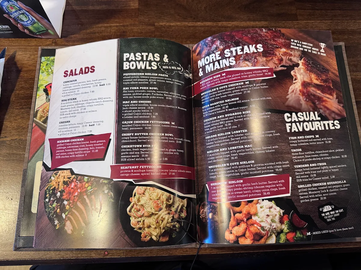 Menu, MR MIKES SteakhouseCasual