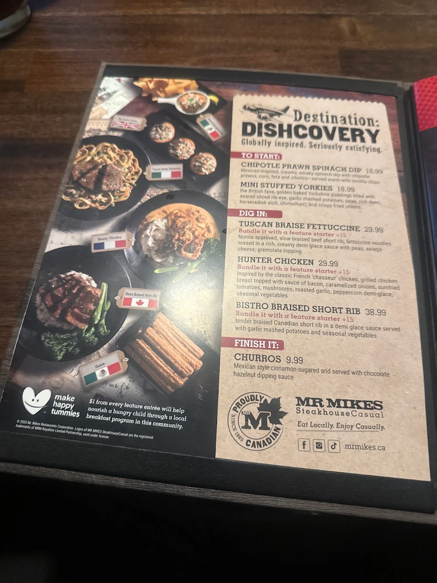 Menu, MR MIKES SteakhouseCasual