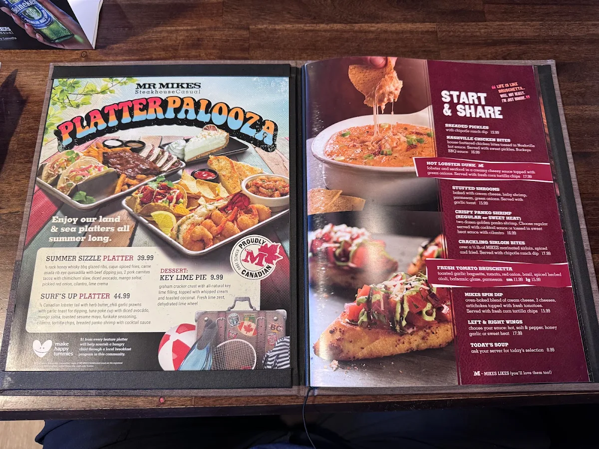 Menu, MR MIKES SteakhouseCasual