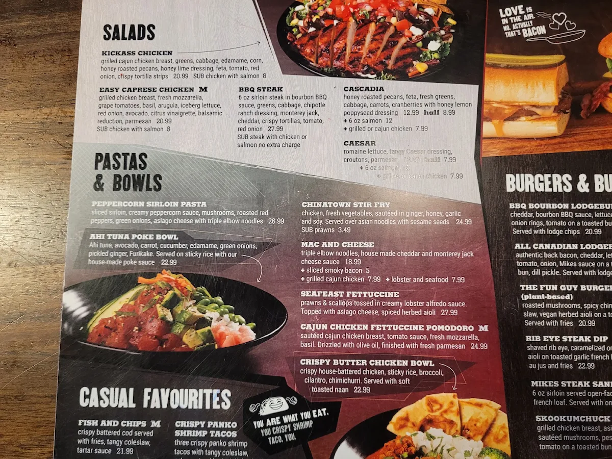 Menu, MR MIKES SteakhouseCasual