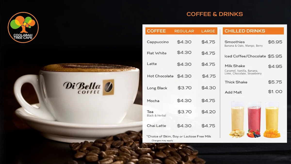 Menu, Coolabah Tree Cafe